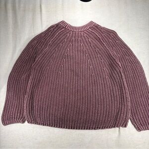 Free People Purple Chunky-Knit Crew Neck Pullover Sweater Women's Long Sleeve S